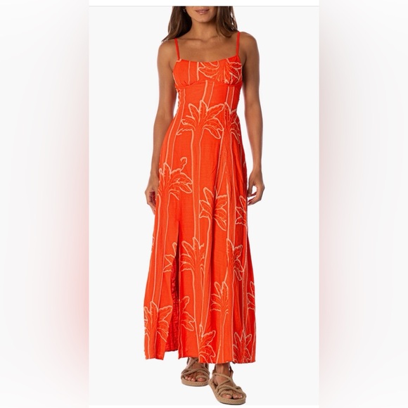 Maaji Lupine Embroidered Linen Midi Dress, Size Large, $252 - Picture 9 of 14